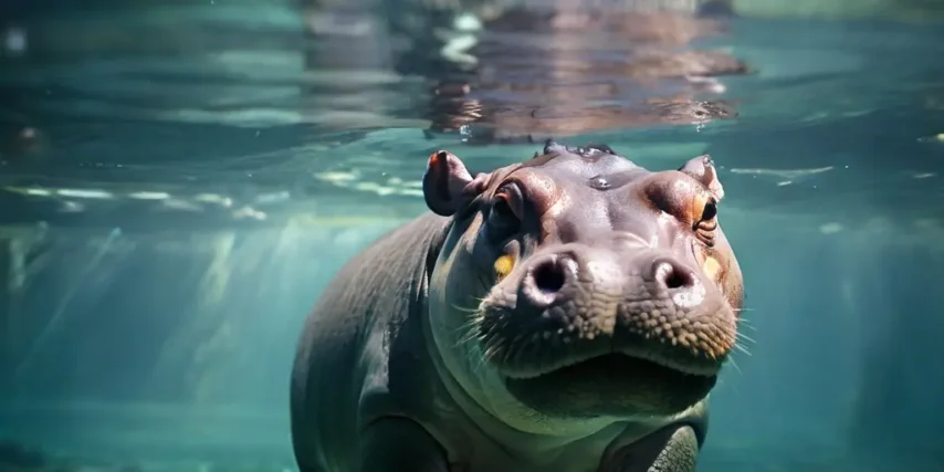 How long can a hippo stay under water?